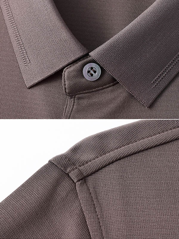 Men's 100% Silk Solid Color Luxury Wrinkle-Free Polo Shirt