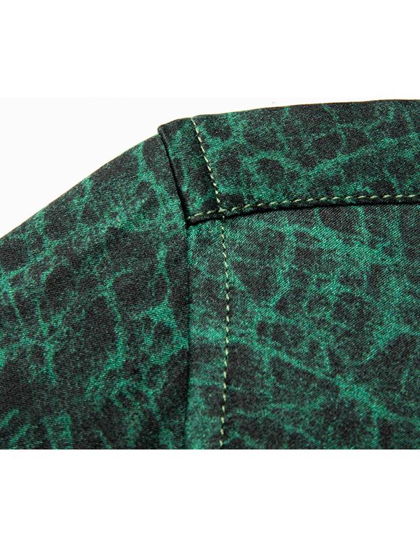 Men's Short Sleeve Cracked Marble Pattern Button-Up Silk Shirt