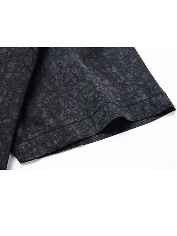 Men's Short Sleeve Cracked Marble Pattern Button-Up Silk Shirt