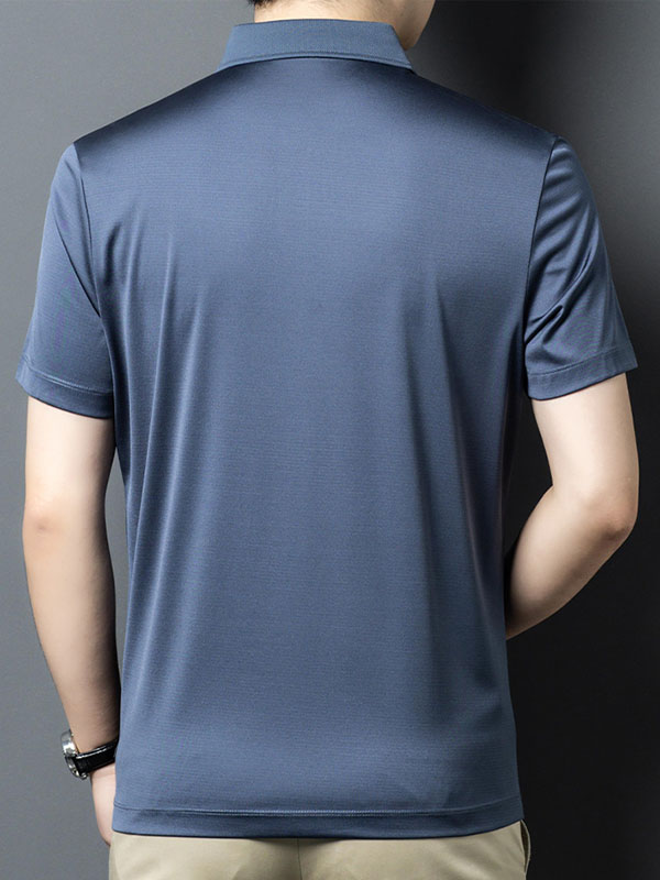 Men's Solid Color Pure Mulberry Silk Polo Shirt