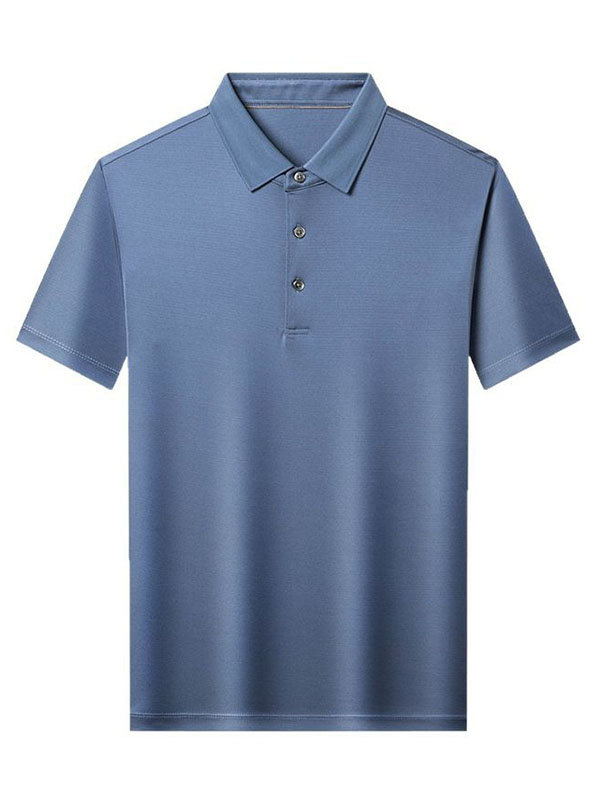 Men's Solid Color Pure Mulberry Silk Polo Shirt