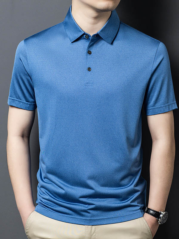 Men's Solid Color Pure Mulberry Silk Polo Shirt
