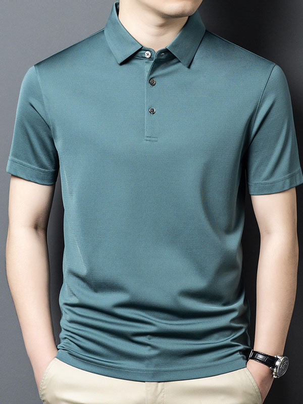 Men's Solid Color Pure Mulberry Silk Polo Shirt