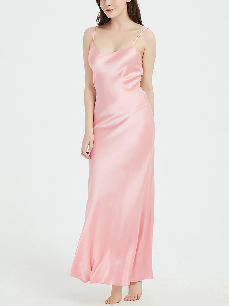 Ankle Length Long Mulberry Silk Slip Dress