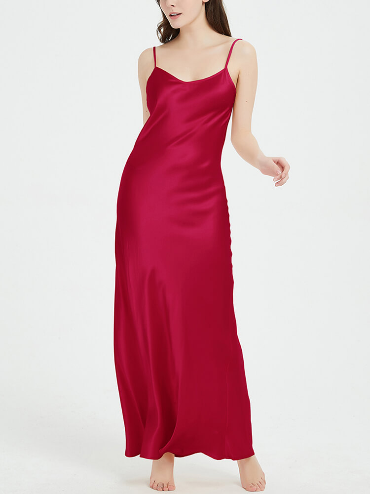 Ankle Length Long Mulberry Silk Slip Dress