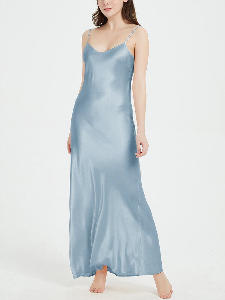Ankle Length Long Mulberry Silk Slip Dress