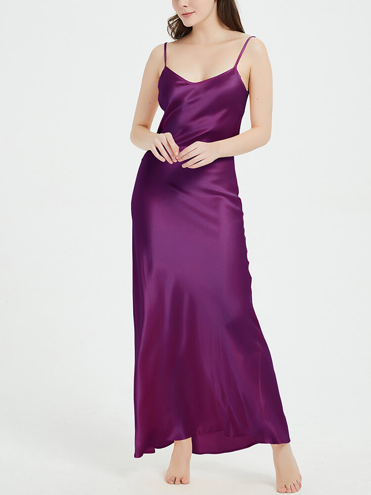 Ankle Length Long Mulberry Silk Slip Dress