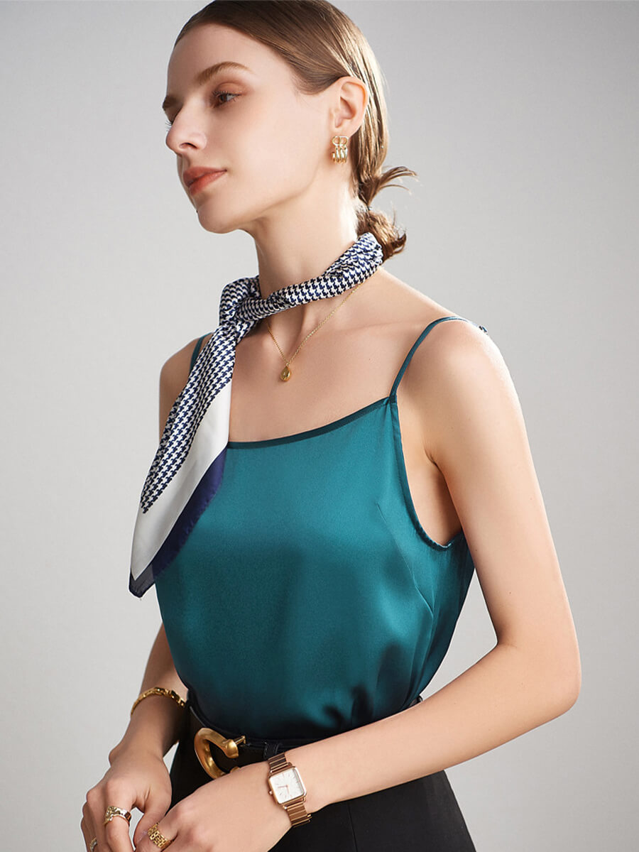 Women Round Neck Basic Silk Camisole Top