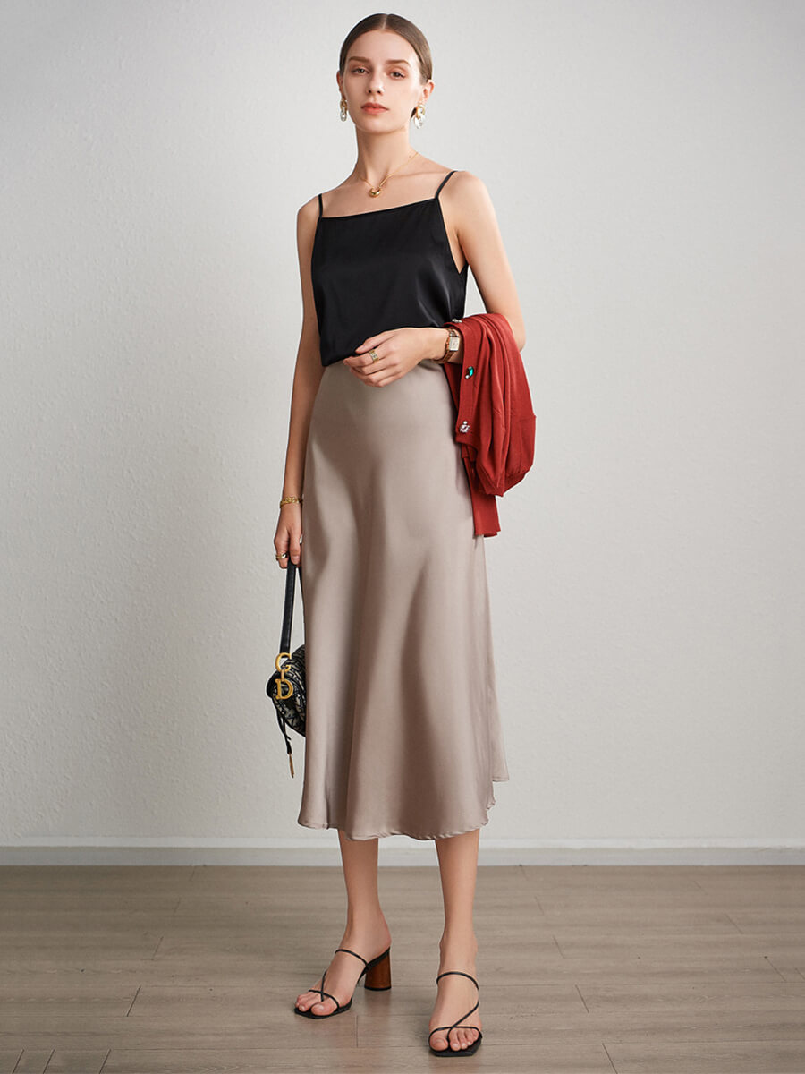 Women Round Neck Basic Silk Camisole Top