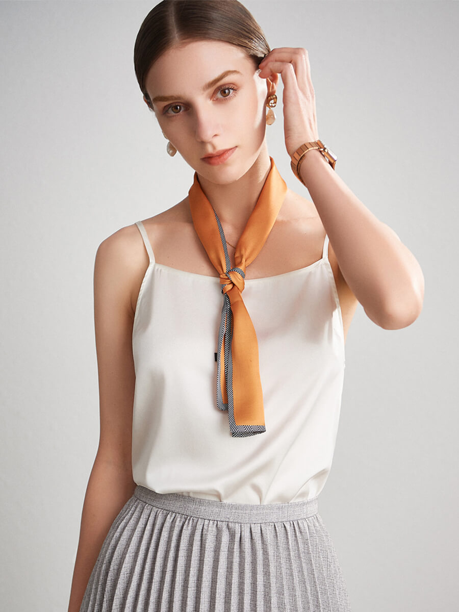 Women Round Neck Basic Silk Camisole Top