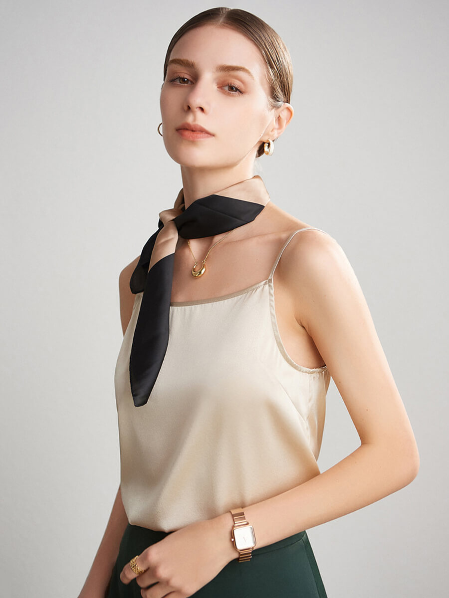 Women Round Neck Basic Silk Camisole Top