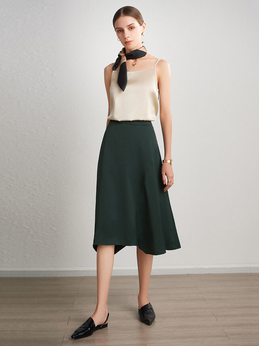 Women Round Neck Basic Silk Camisole Top