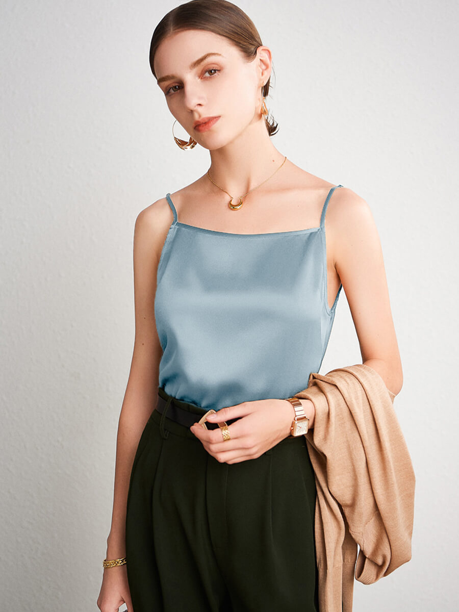 Women Round Neck Basic Silk Camisole Top