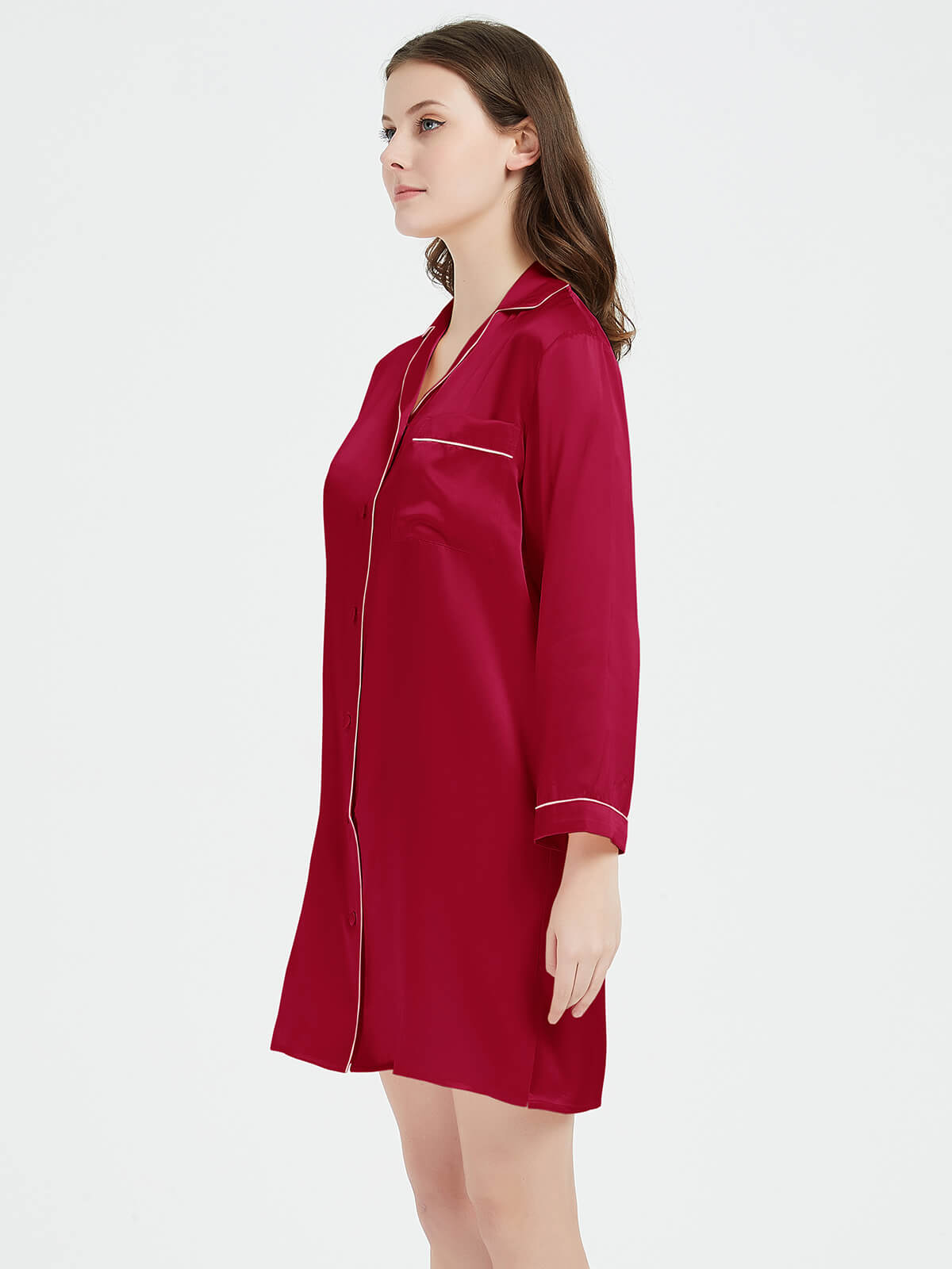 22 Momme Classic Long-Sleeve Silk Button-Down Sleep Shirt