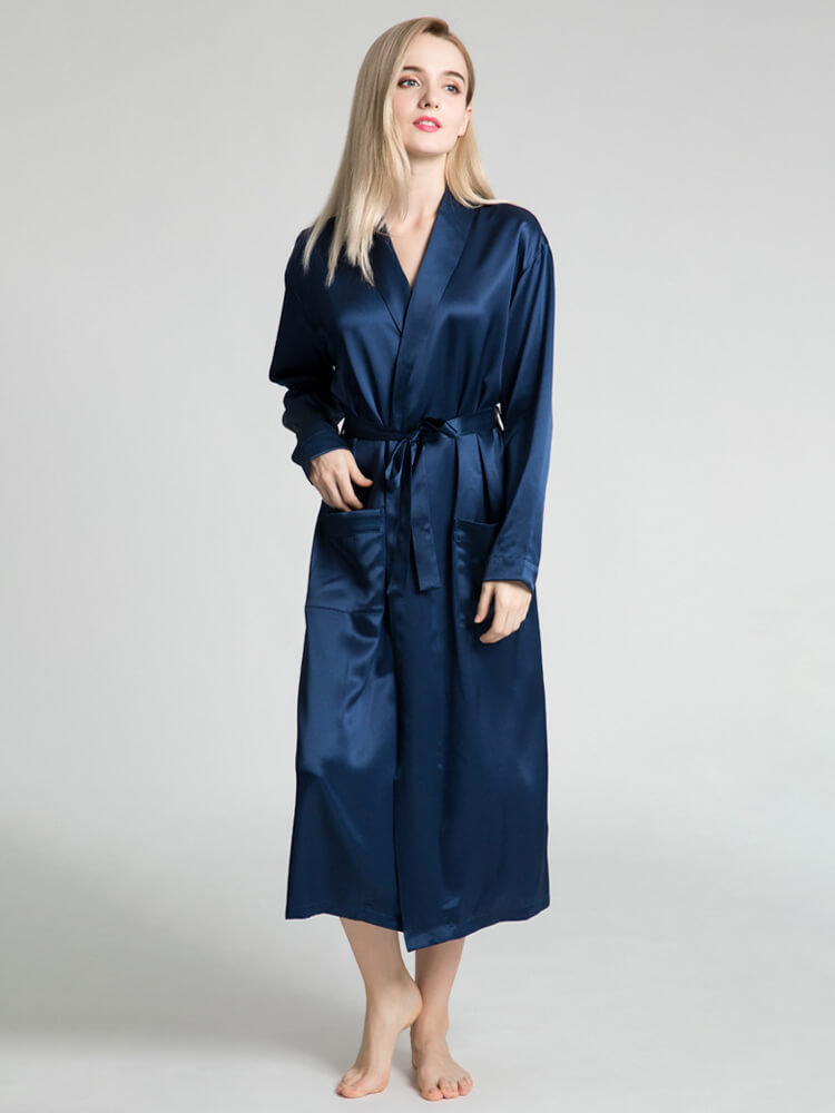 22 Momme Classic Long Silk Robe for Women