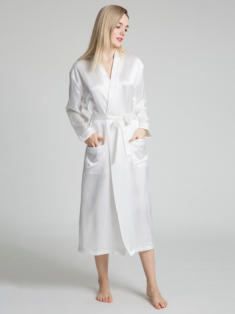 22 Momme Classic Long Silk Robe for Women