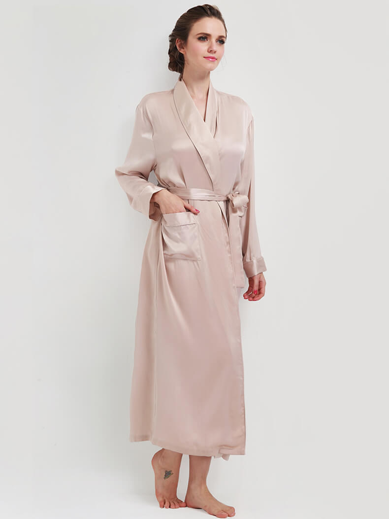 22 Momme Classic Long Silk Robe for Women