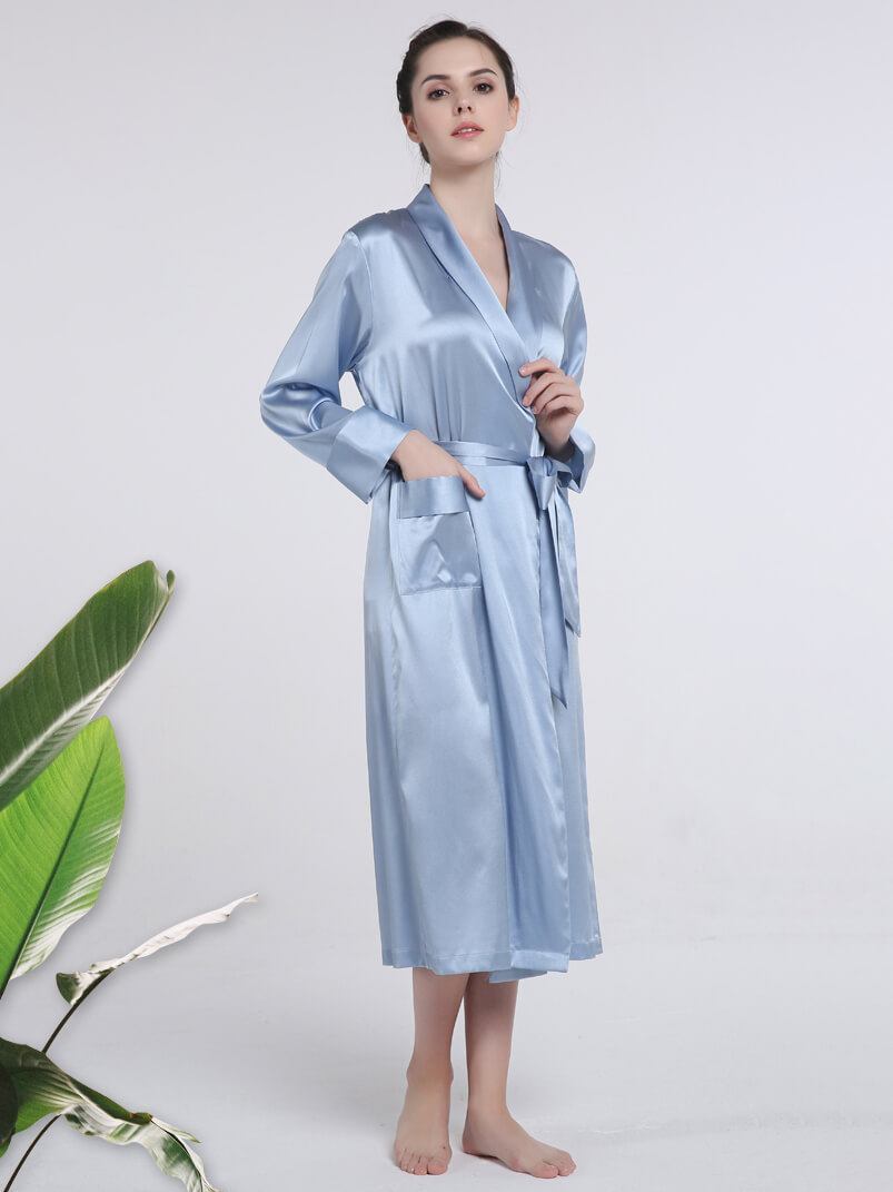 22 Momme Classic Long Silk Robe for Women