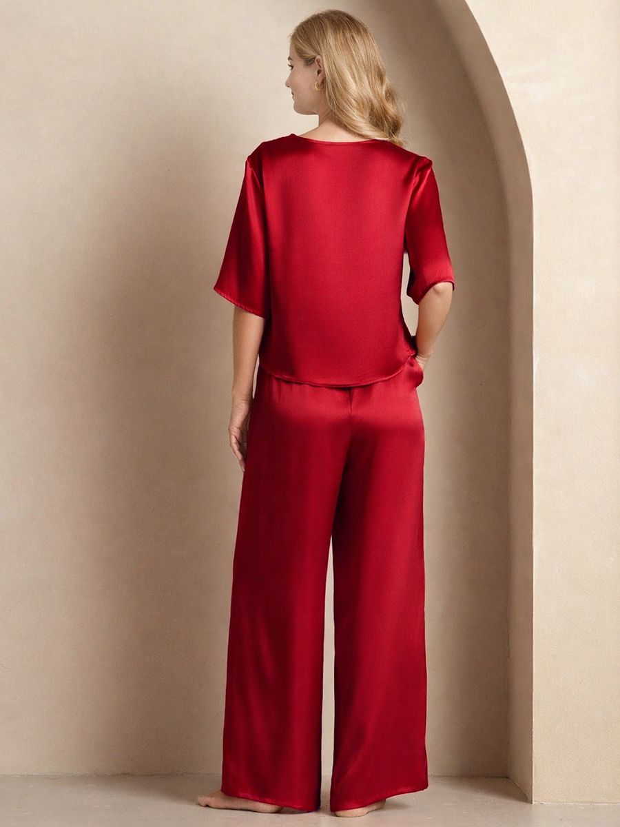 22 Momme Short Sleeve Women Relaxed Loose Silk Pajama Set