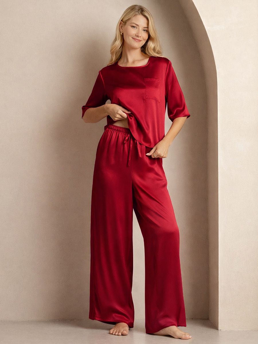 22 Momme Short Sleeve Women Relaxed Loose Silk Pajama Set