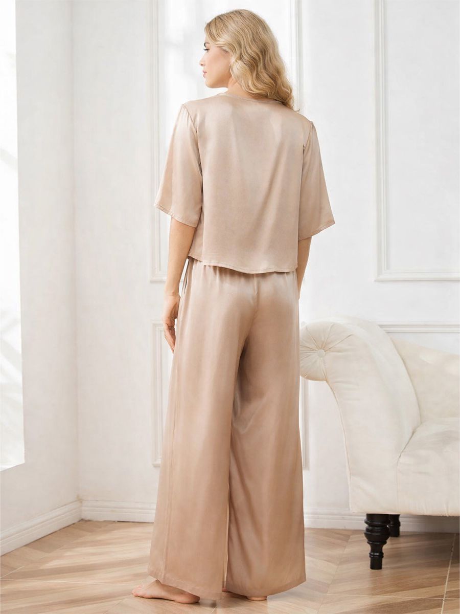 22 Momme Short Sleeve Women Relaxed Loose Silk Pajama Set