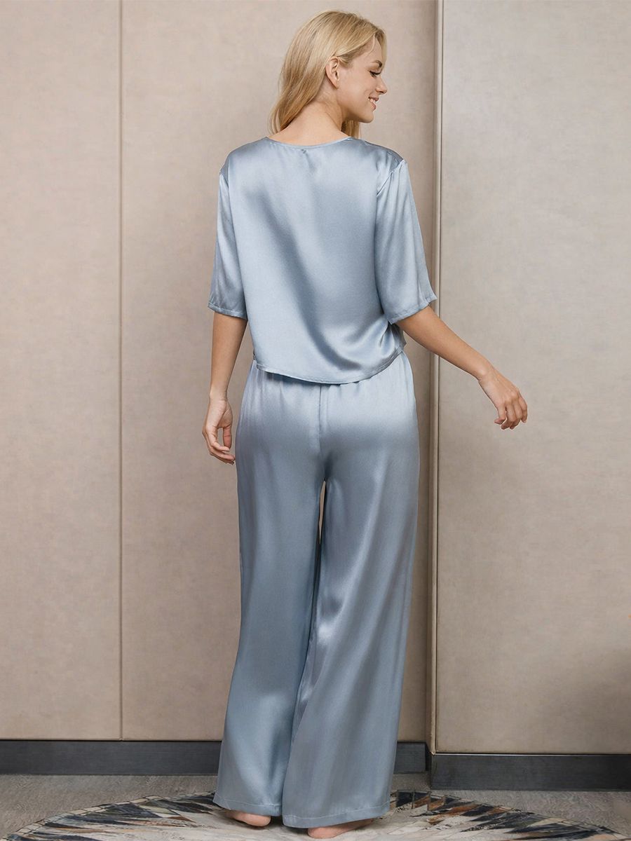 22 Momme Short Sleeve Women Relaxed Loose Silk Pajama Set