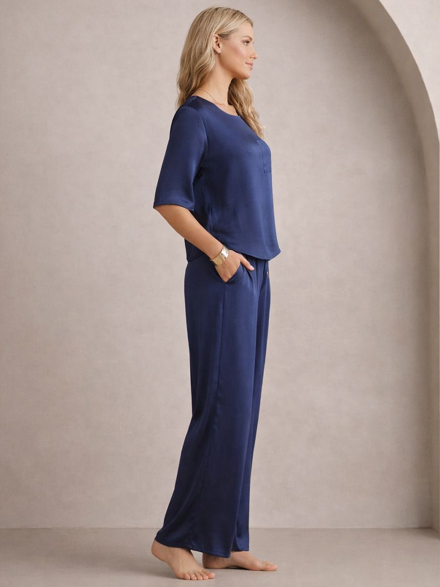 22 Momme Short Sleeve Women Relaxed Loose Silk Pajama Set