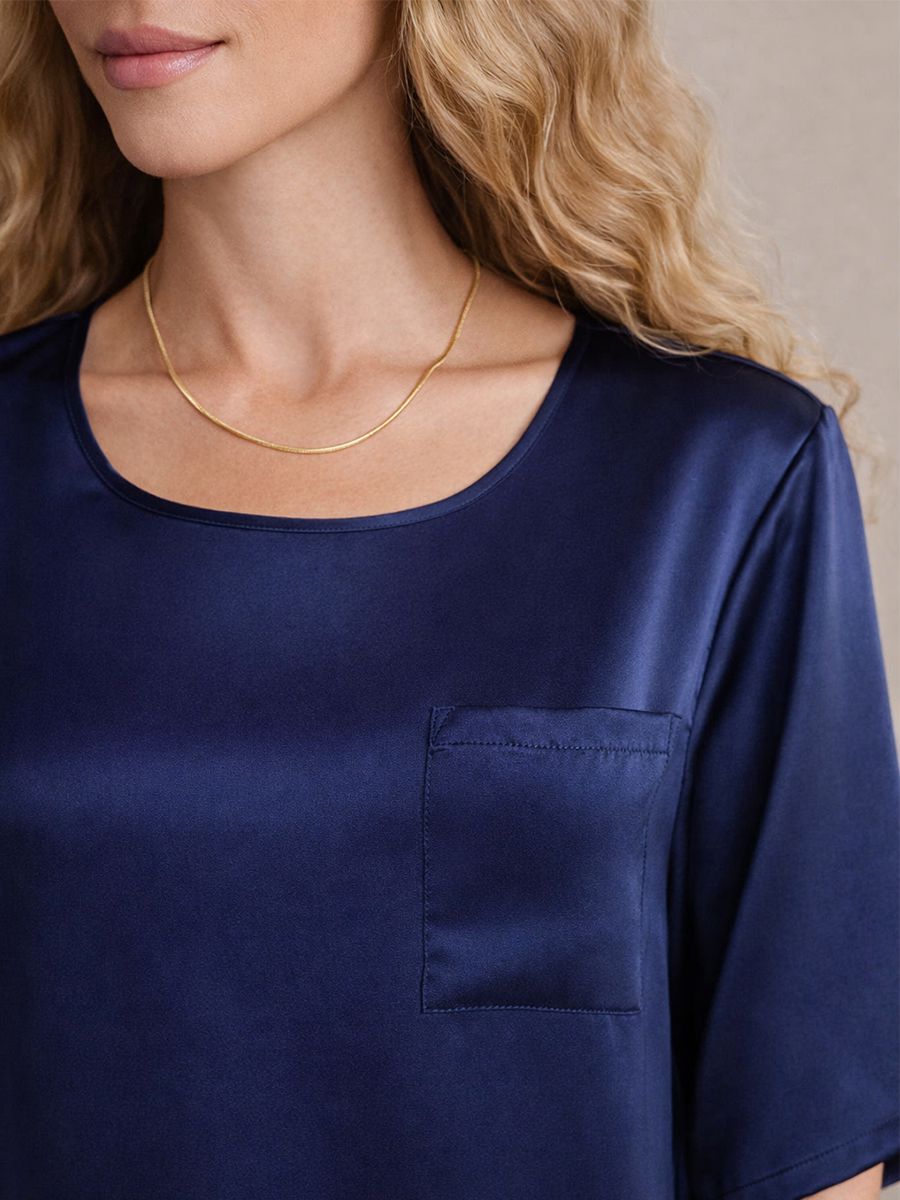 22 Momme Short Sleeve Women Relaxed Loose Silk Pajama Set