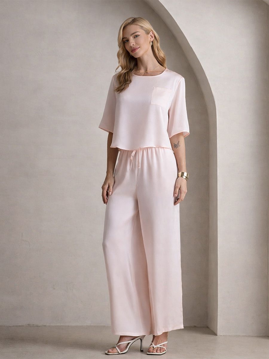 22 Momme Short Sleeve Women Relaxed Loose Silk Pajama Set