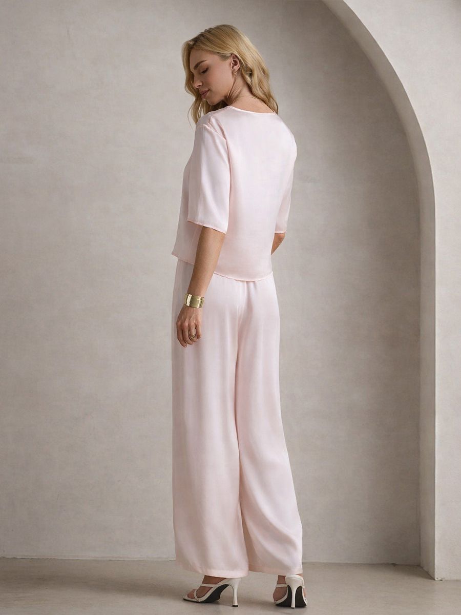 22 Momme Short Sleeve Women Relaxed Loose Silk Pajama Set