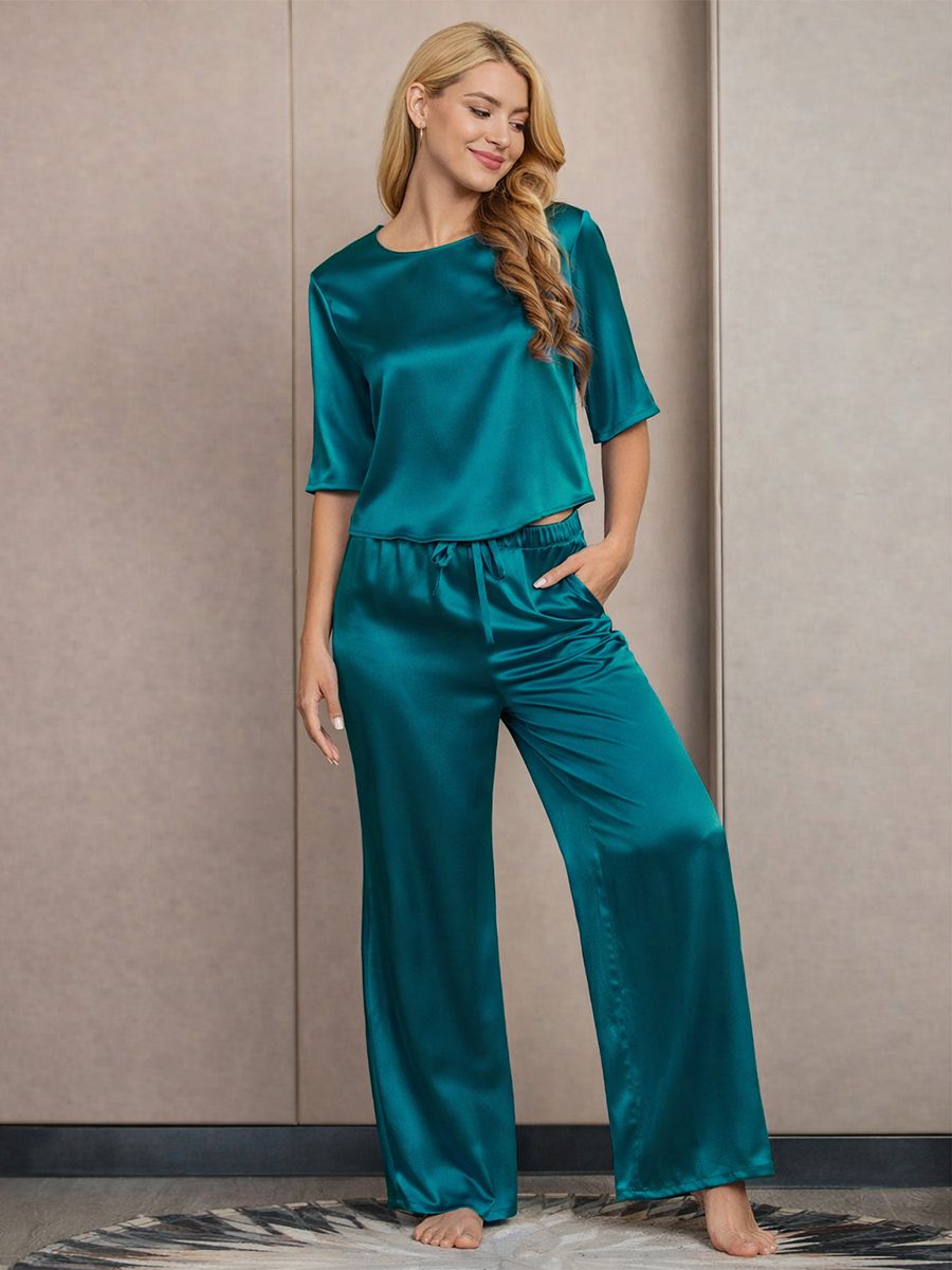 22 Momme Short Sleeve Women Relaxed Loose Silk Pajama Set