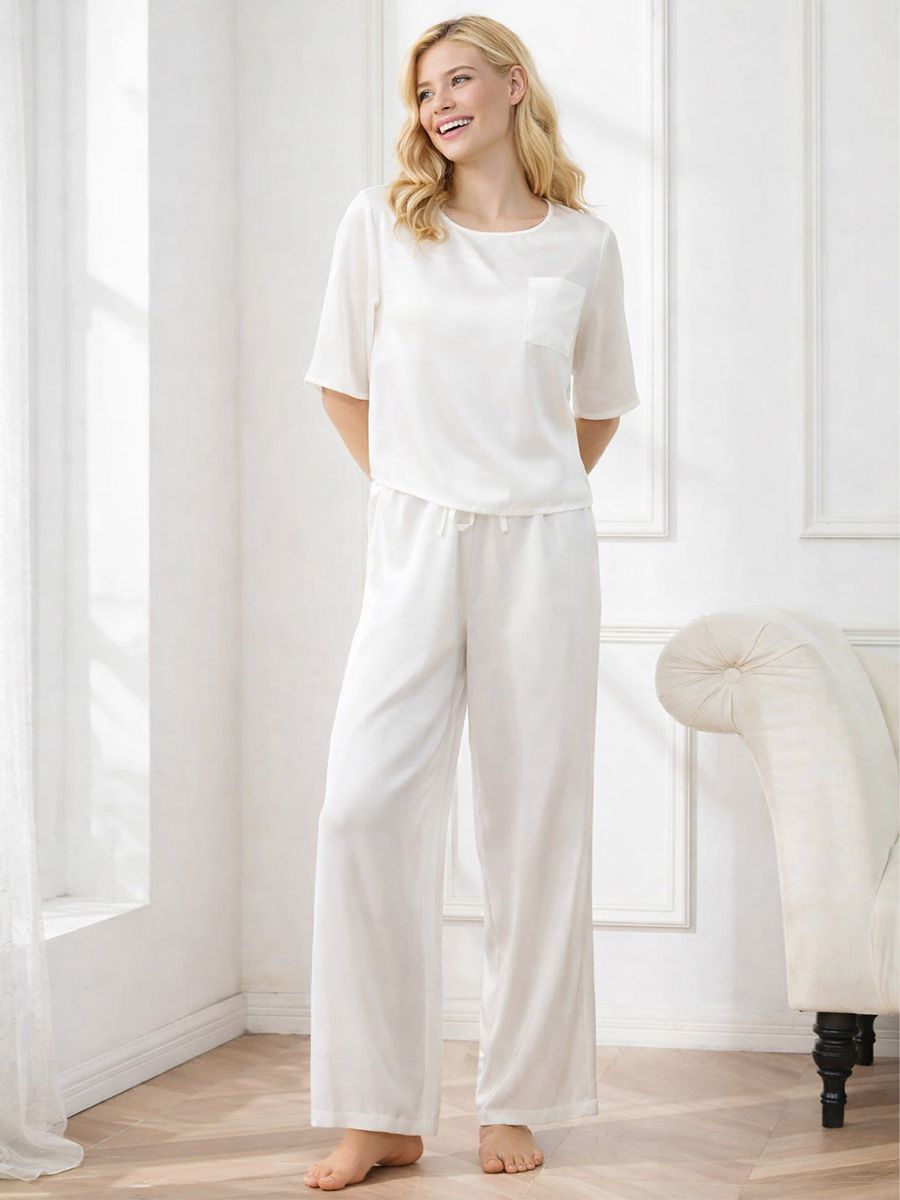 22 Momme Short Sleeve Women Relaxed Loose Silk Pajama Set