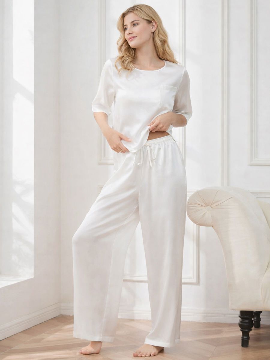 22 Momme Short Sleeve Women Relaxed Loose Silk Pajama Set