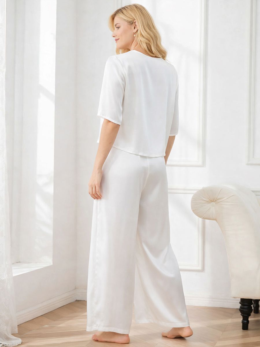 22 Momme Short Sleeve Women Relaxed Loose Silk Pajama Set