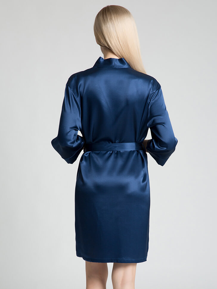 22 Momme Short Silk Robe with Waist Tie for Women