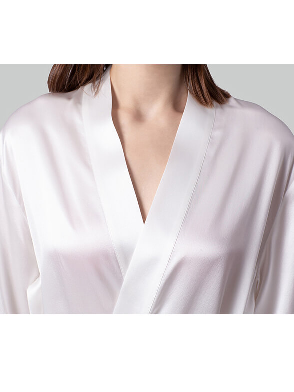22 Momme Short Silk Robe with Waist Tie for Women
