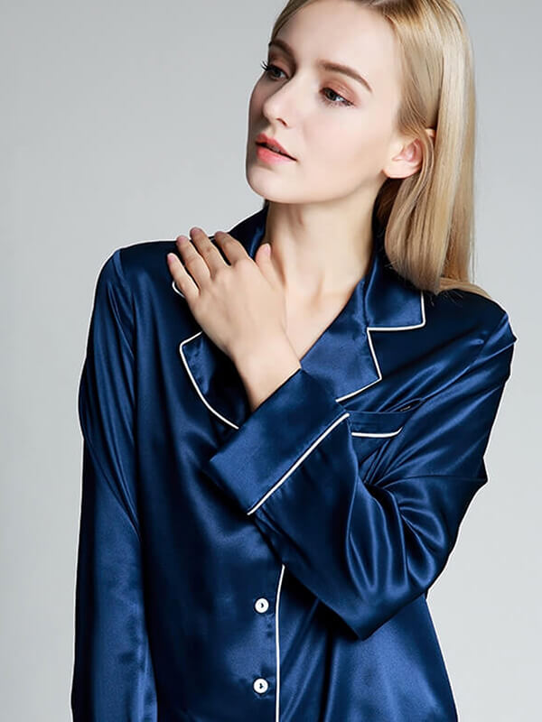 22 Momme Wide-Leg Full Length 100% Silk Pajama Set for Women