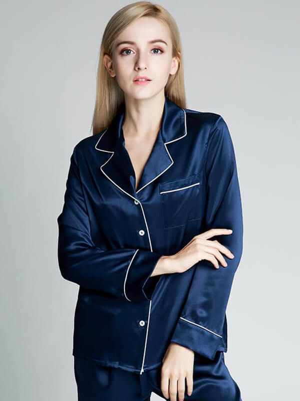 22 Momme Wide-Leg Full Length 100% Silk Pajama Set for Women