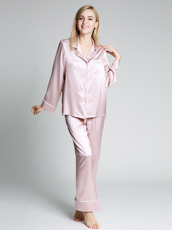 22 Momme Wide-Leg Full Length 100% Silk Pajama Set for Women