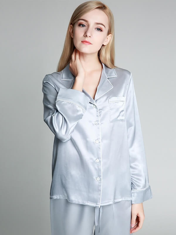 22 Momme Wide-Leg Full Length 100% Silk Pajama Set for Women