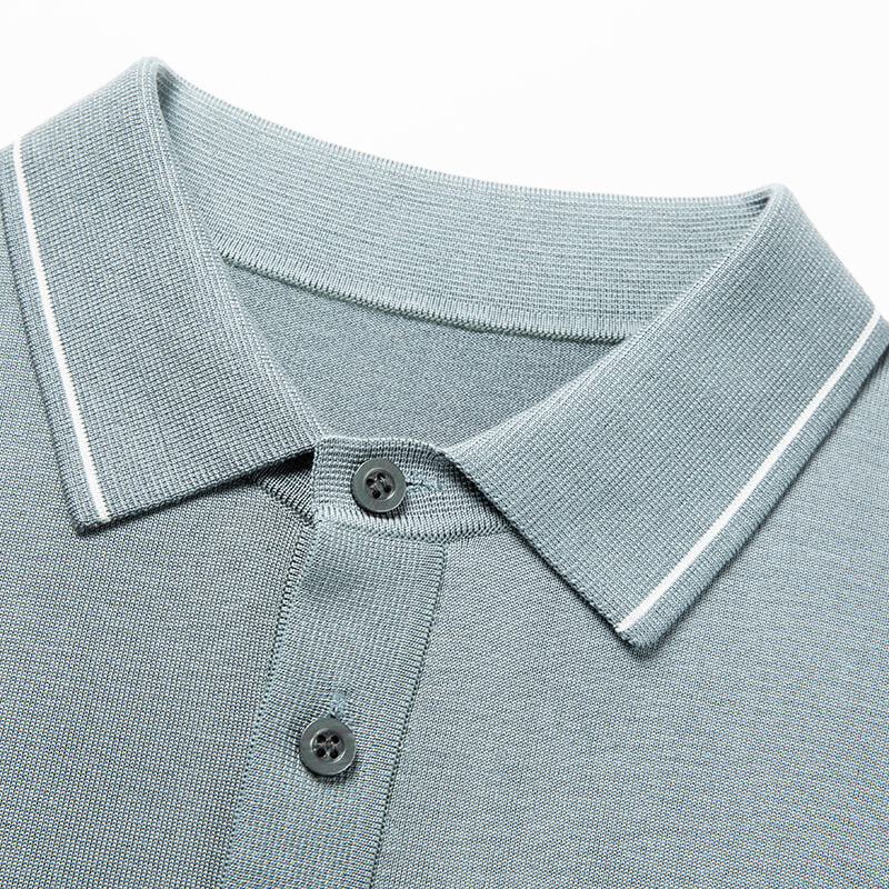 Men’s Contrast Trim Short Sleeve Silk Knit Polo Shirt