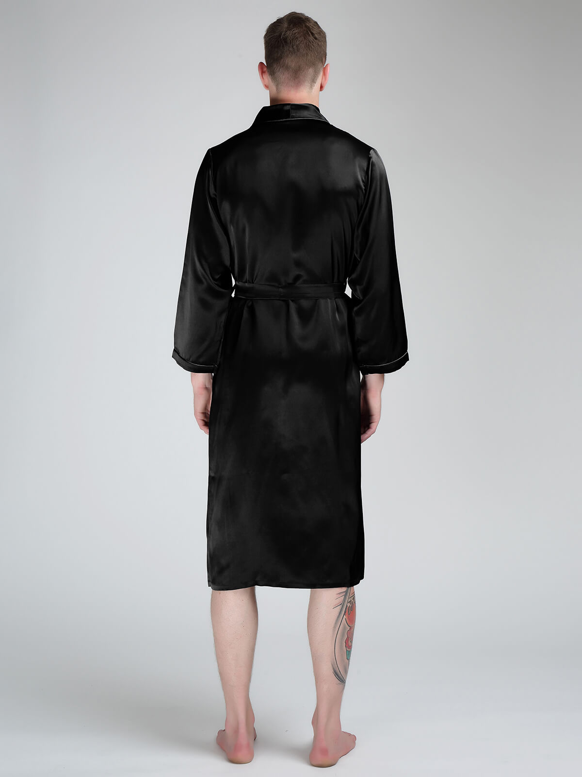 22 Momme Men's Luxurious Shawl Collar Long Silk Robe with Pocket