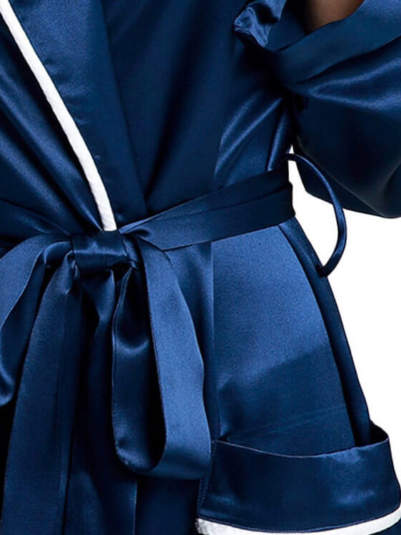 22 Momme Luxurious Piped Long Silk Robe For Women