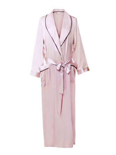 22 Momme Luxurious Piped Long Silk Robe For Women