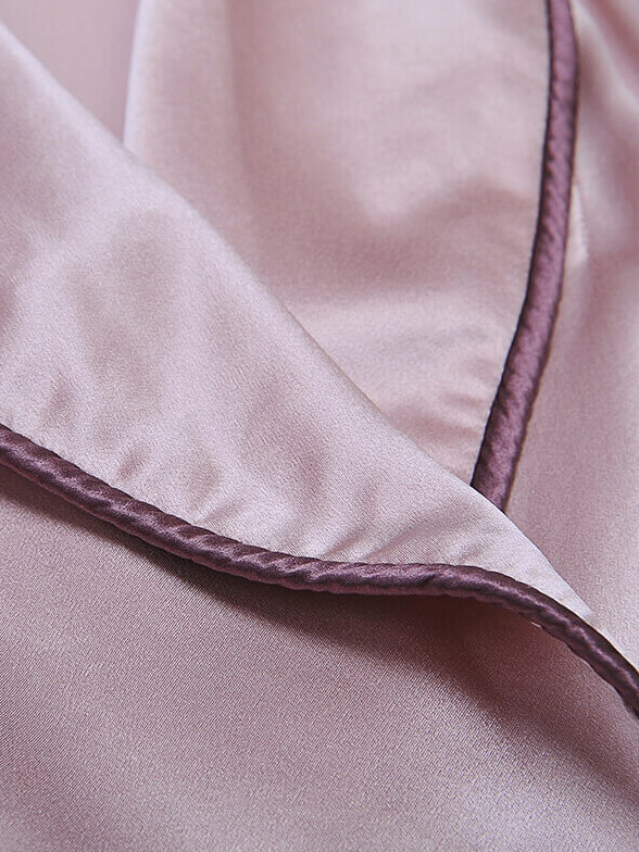 22 Momme Luxurious Piped Long Silk Robe For Women