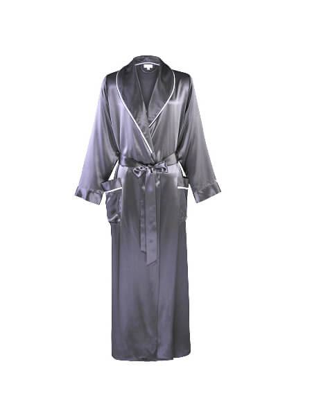 22 Momme Luxurious Piped Long Silk Robe For Women