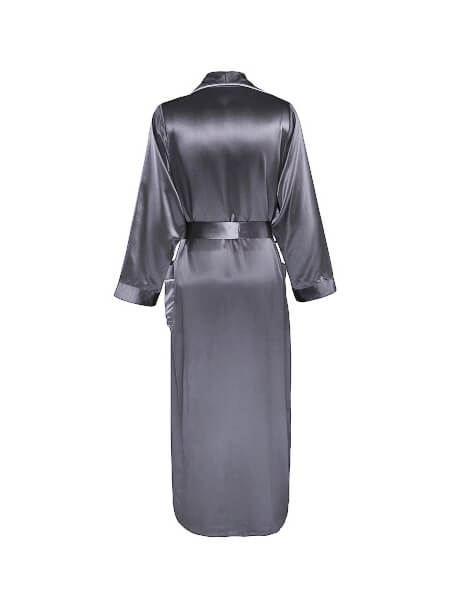 22 Momme Luxurious Piped Long Silk Robe For Women
