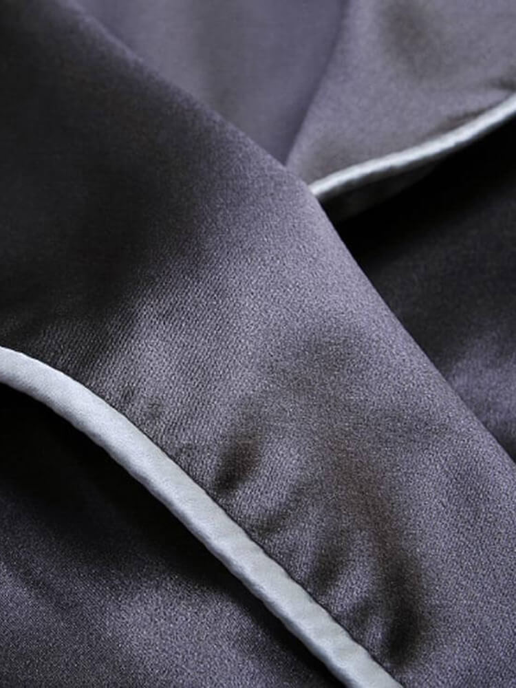 22 Momme Luxurious Piped Long Silk Robe For Women