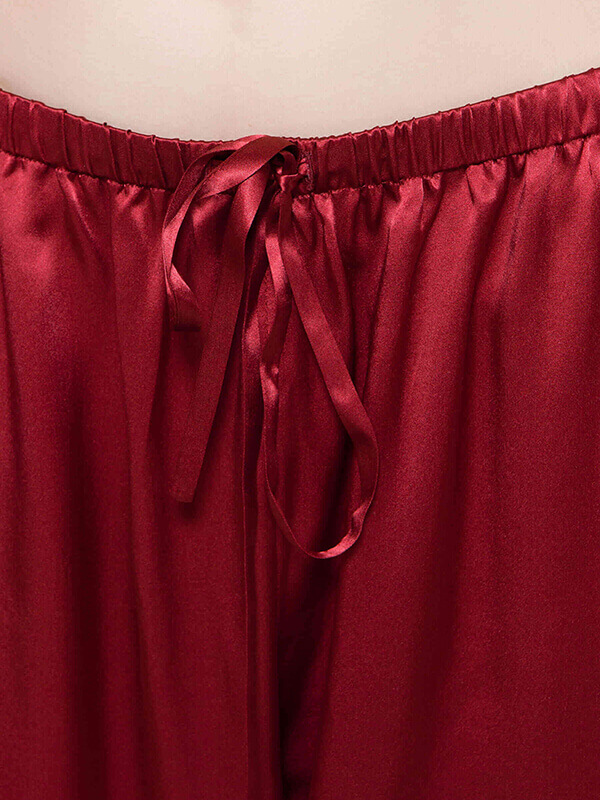 22 Momme Classic Long Sleeve Trimmed Silk Pajama Set for Women