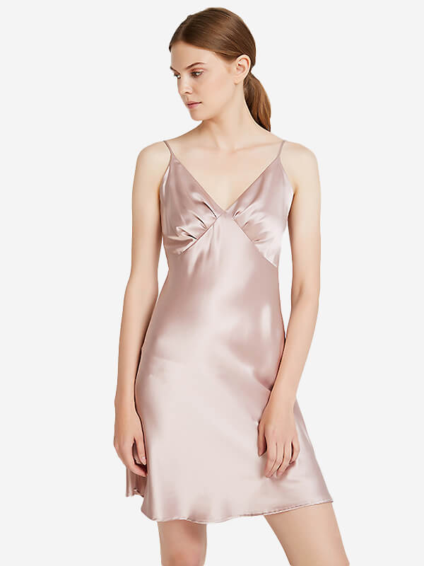 22 Momme V-Neck Spaghetti Strap Wrap-Style Bust Silk Chemise